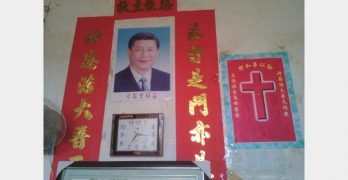 A portrait of Xi Jinping put up in the home of a Christian.