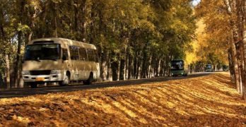Bus on xinjiang’s road