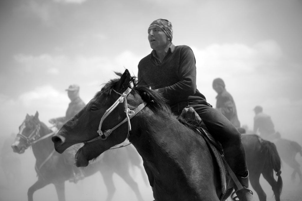 A match of Buzkashi. The equestrian sport is also popular in Afghanistan.