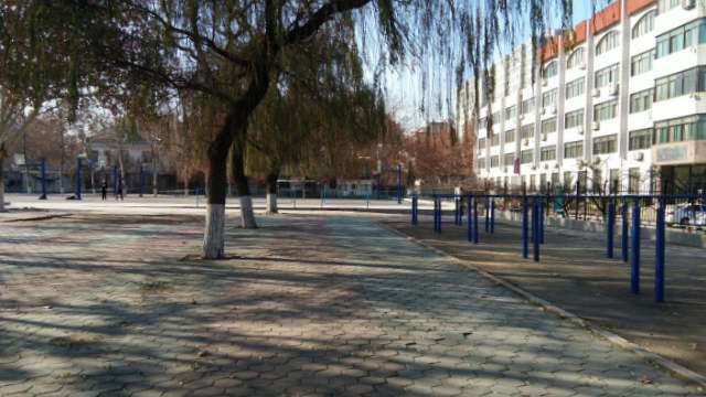 A corner of the campus of a university in Zibo city.