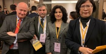 Massimo Introvigne, Marco Respinti, Rushan Abbas and Falun Gong attorney Theresa Chu at the Taipei Ministerial. Photo by Rosita Šorytė.