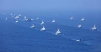Navy parade in the sea