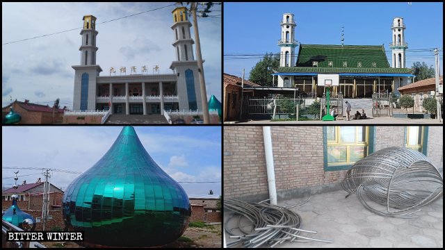 Many domes and crescent moon symbols have been dismantled from the mosques in Wuzhong city’s Tongxin county (photo taken in 2018).