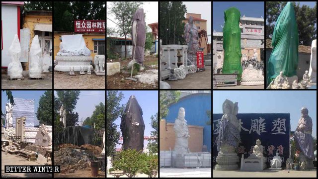 Religious statues outside carving workshops were removed