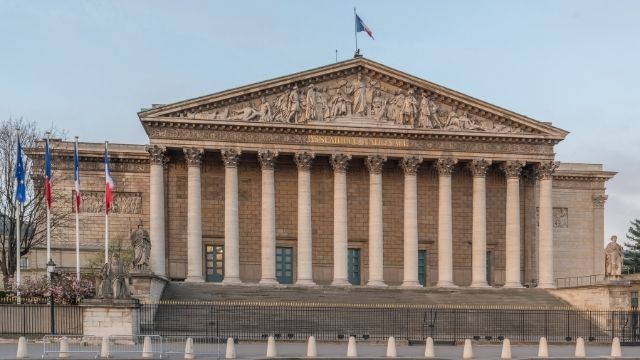 The Palais de Bourbon in Paris, the seat of the lower house of the French Parliament.
