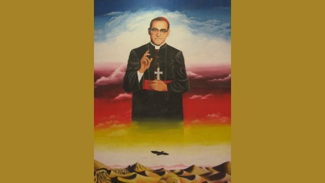A mural depicting Archbishop Romero at the University of El Salvador.