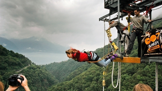 Bungee jumping meditation in Switzerland, 2012.