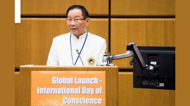 Dr. Hong launching the International Day of Conscience, 2019.