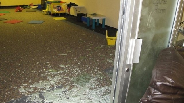 Anti-cult terrorism: after an opponent smashed her car through the front of the Church of Scientology of Austin, Texas in 2015.