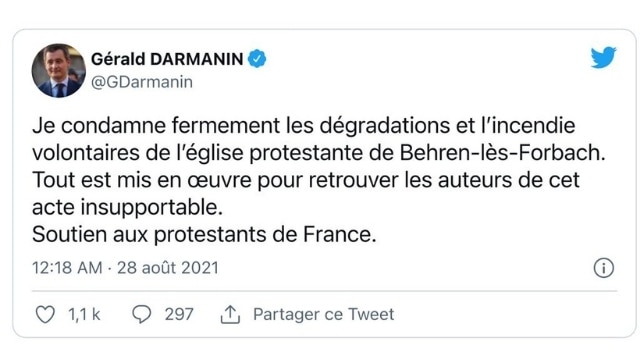 Minister Darmanin’s tweet