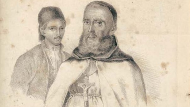 “True portrait” of Father Thomas and his servant Ibrahim Amara, from the book by “Father G.B.” published in 1850.