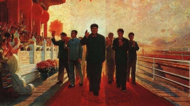 Mao leading the Cultural Revolution, propaganda painting. Credits