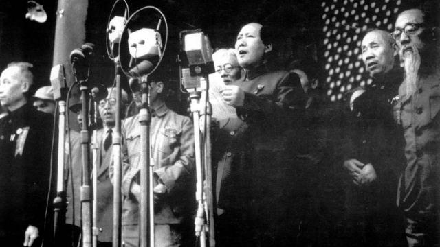 Mao proclaiming the establishment of the People’s Republic of China, 1949.