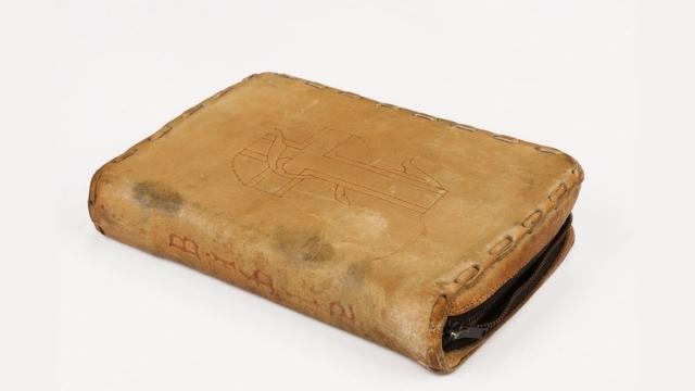 A sacred book custody with emblems of the Solar Temple found by the Canadian police. Source: Collection patrimoniale de la Sûreté du Québec.