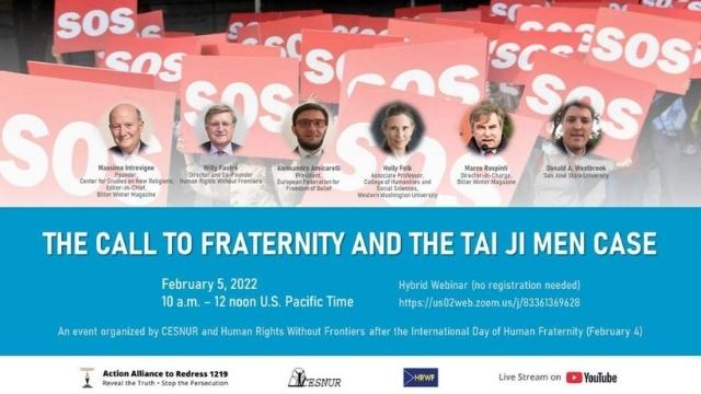 The Call to Fraternity and the Tai Ji Men case - seminar poster