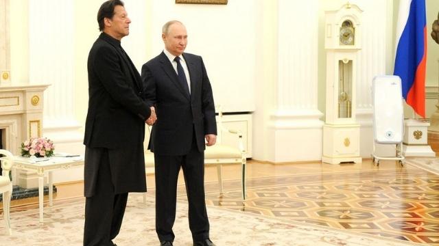 Imran Khan visits Putin in Moscow on February 24, 2022. 