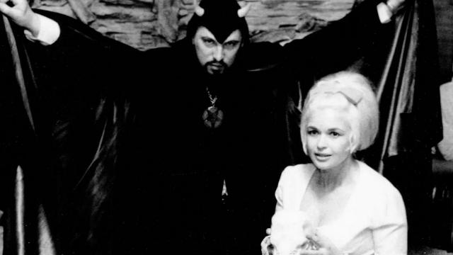 Satanism: Anton LaVey with Jayne Mansfield. From Facebook.