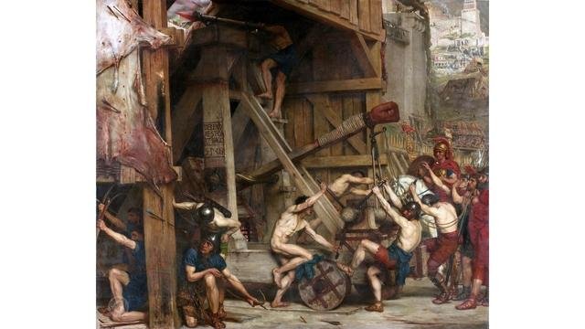 Edward Poynter (1836&ndash;1919), &ldquo;The Catapult&rdquo; (1868), depicting Scipio Aemilianus&rsquo; final assault on Carthage. Credits.