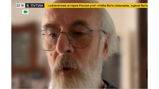 Alexander Dvorkin supporting the raids on Russian television. Screenshot.