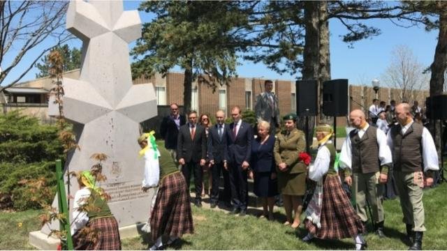 Unveiling Ramanauskas’ monument in Chicago, 2019. Source: Lithuanian Ministry of Foreign Affairs.
