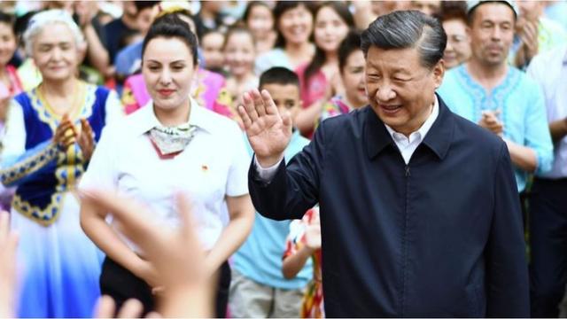 Xi Jinping during his July 2022 visit to Xinjiang. From Weibo.