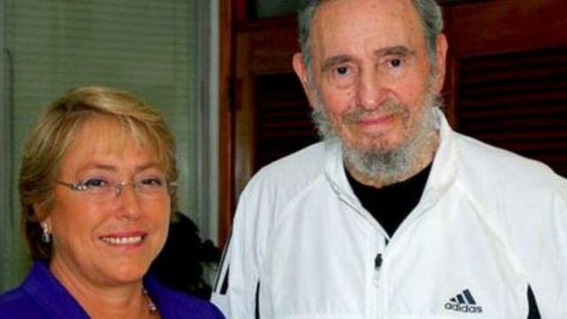 Bachelet with Fidel Castro. From Twitter.