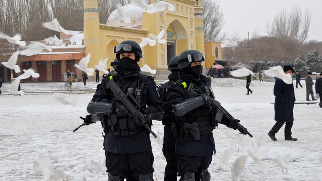 Chinese security drill in Kashgar, Xinjiang. From the Xinjiang Police Files.