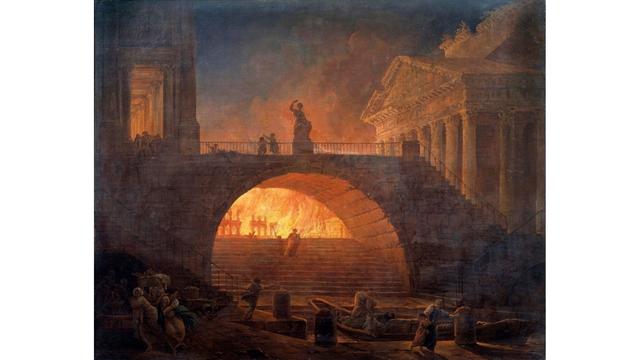 Hubert Robert  (1733–1808), “The Fire of Rome, 18 July 64 AD.” 