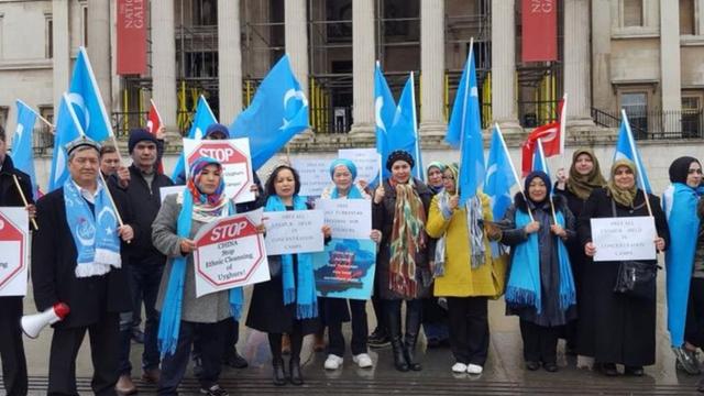 Uyghur protests in London. From Twitter.