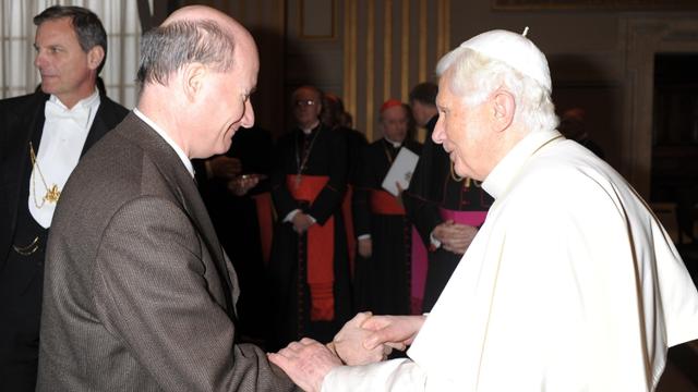 The author, Massimo Introvigne, with Benedict XVI (Joseph Ratzinger).