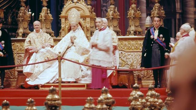 Pope Paul VI presiding at one of the ceremonies of the Second Vatican Council. Credits.