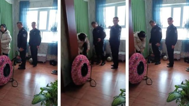 Local police gain entry to the home, videoed by Zhanargul’s sister. They take Zhanargul away for initial investigations before returning her later in the day. Several hours later she is again called for and arrested.