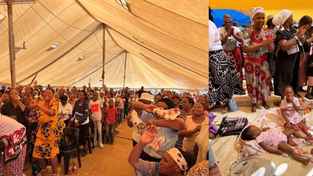 The overflow tent of the Soweto branch… and those who needed to remain outside, as the tent was itself fully occupied. Photos by Massimo Introvigne.