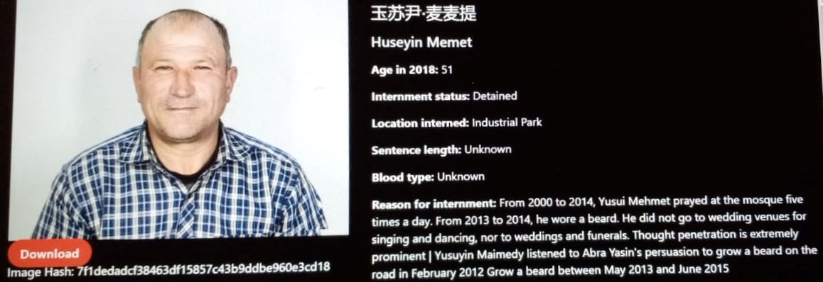 Huseyin Memet. From the Xinjiang Police Files.