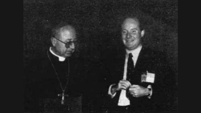 Archbishop Casale and Massimo Introvigne at the legal incorporation of CESNUR meeting, 1988.