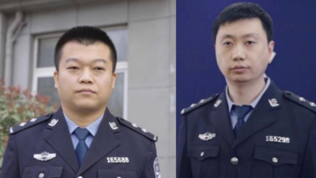 Officers Liu Mingzhe and Li Qian, part of the anti-Bodhi-Gong special investigation group.