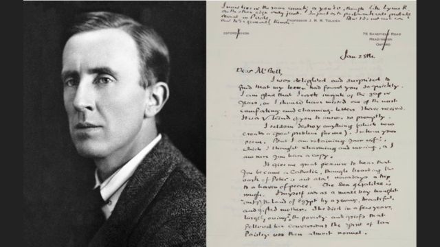 Tolkien (credits) and his letter recently auctioned by Christie’s.