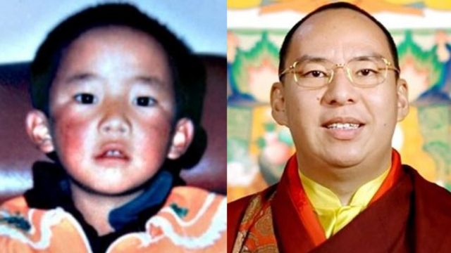 The only known image of the genuine 11th Panchen Lama (left) and the false 11th Panchen Lama (right: credits).