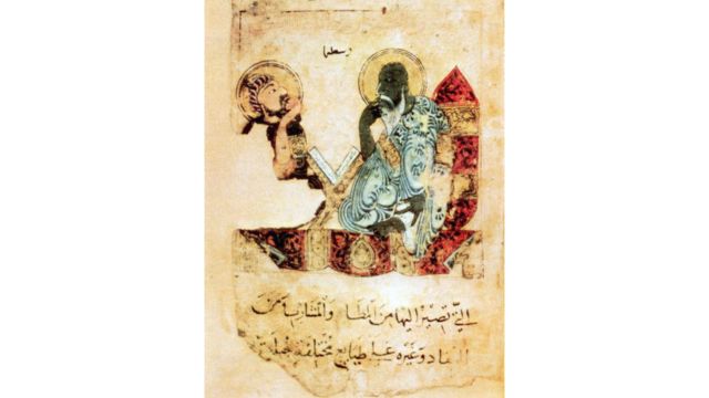  Aristotle instructing Alexander the Great (356–323 BCE) in a Medieval Arabic manuscript (credits).