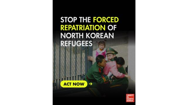 中国からの強制送還に抗議するポスター。 Xより。