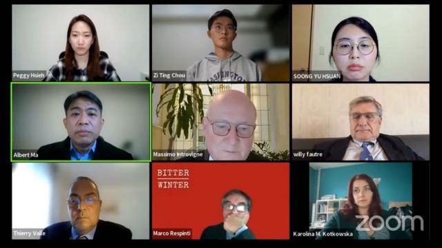 A view of the webinar during Albert Ma’s testimony.