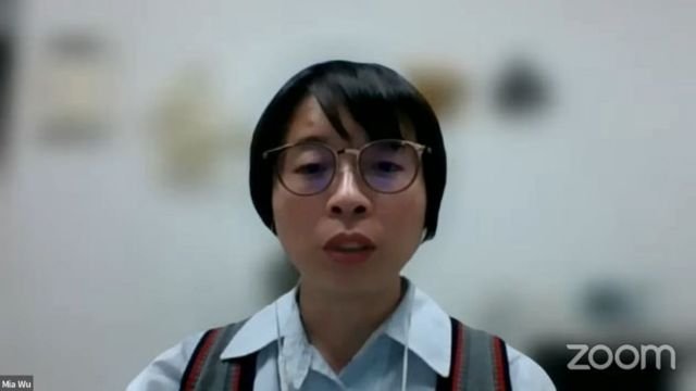 Mia Wu presents her testimony. 