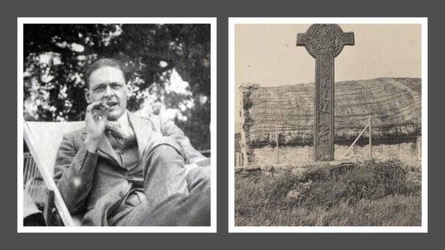 Poet T.S. Eliot (credits) and a rural cross in Scotland in 1906 (credits).