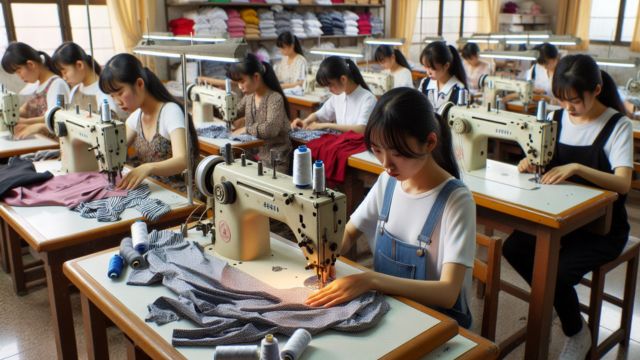 İtalya'da bir Çin giysi atölyesi (yapay zeka tarafından üretildi).