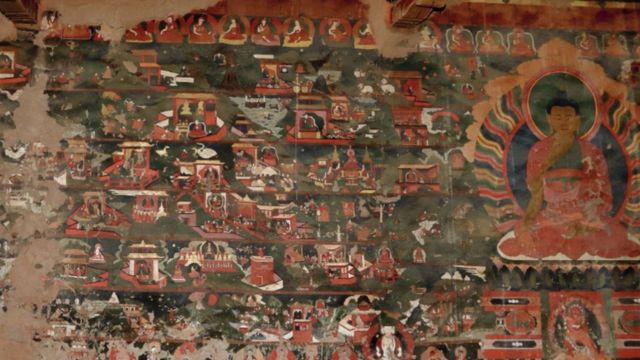 Wonto (Wangdui) 僧院の壁画。 微博より。
