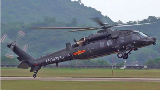 A Chinese military helicopter Harbin Z-20. Credits.