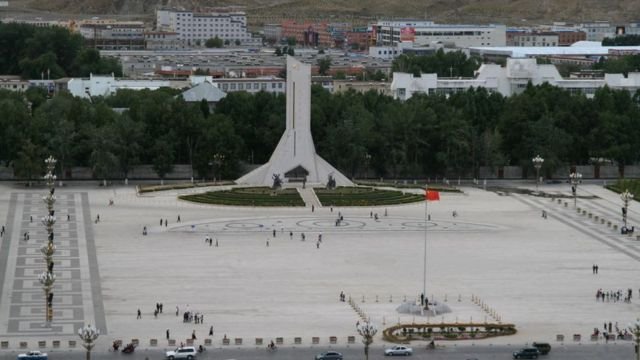 An example of cultural genocide, “Sinicization” of the center of Lhasa, Tibet. Credits.