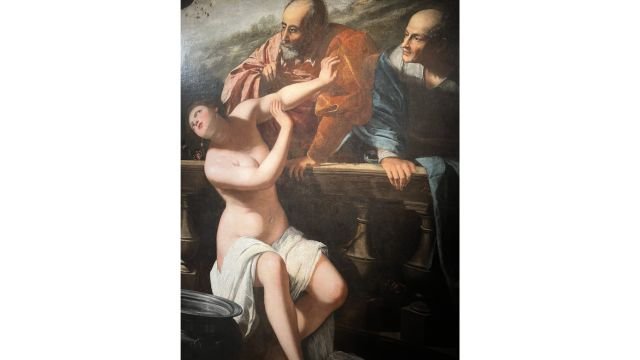 Susanna spied by the dirty old men, by Artemisia Gentileschi, from the Genoa exhibition.