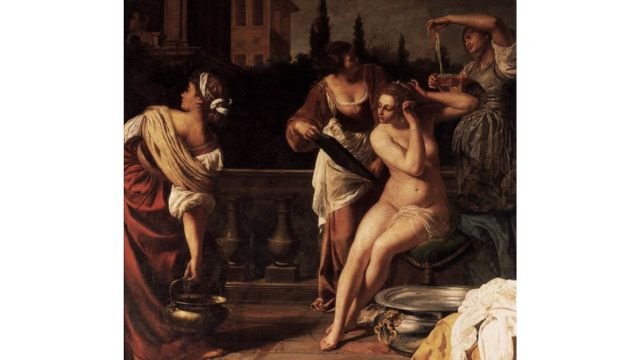 The bath of Batsheba by Artemisia Gentileschi (detail), from the Genoa exhibition.