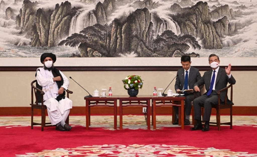 China’s Foreign Minister Wang Yi meets historical Taliban leader Mullah Abdul Ghani Baradar in Beijing. From Weibo.